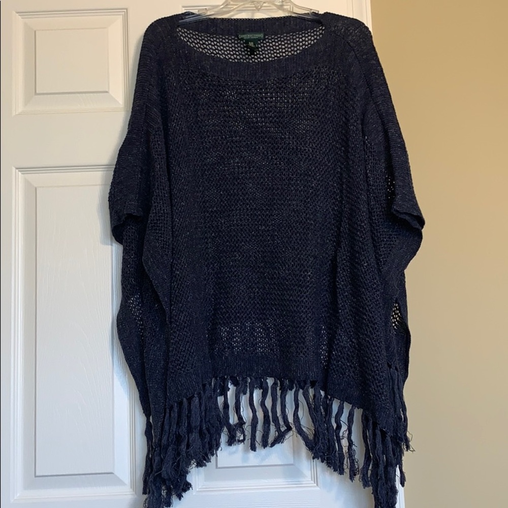 Beautiful Blue Cable Knit Lauren Jeans Co. Poncho